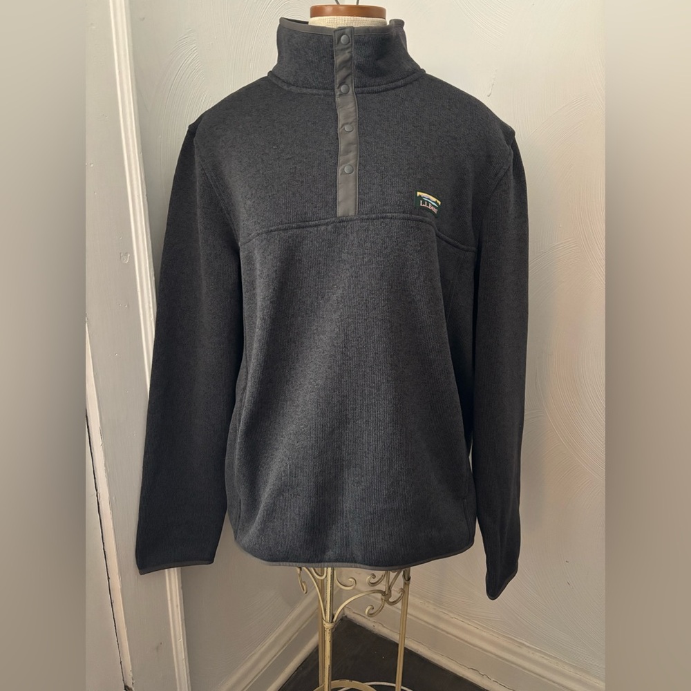 L.L. Bean Charcoal Button-Up Sweater sz L